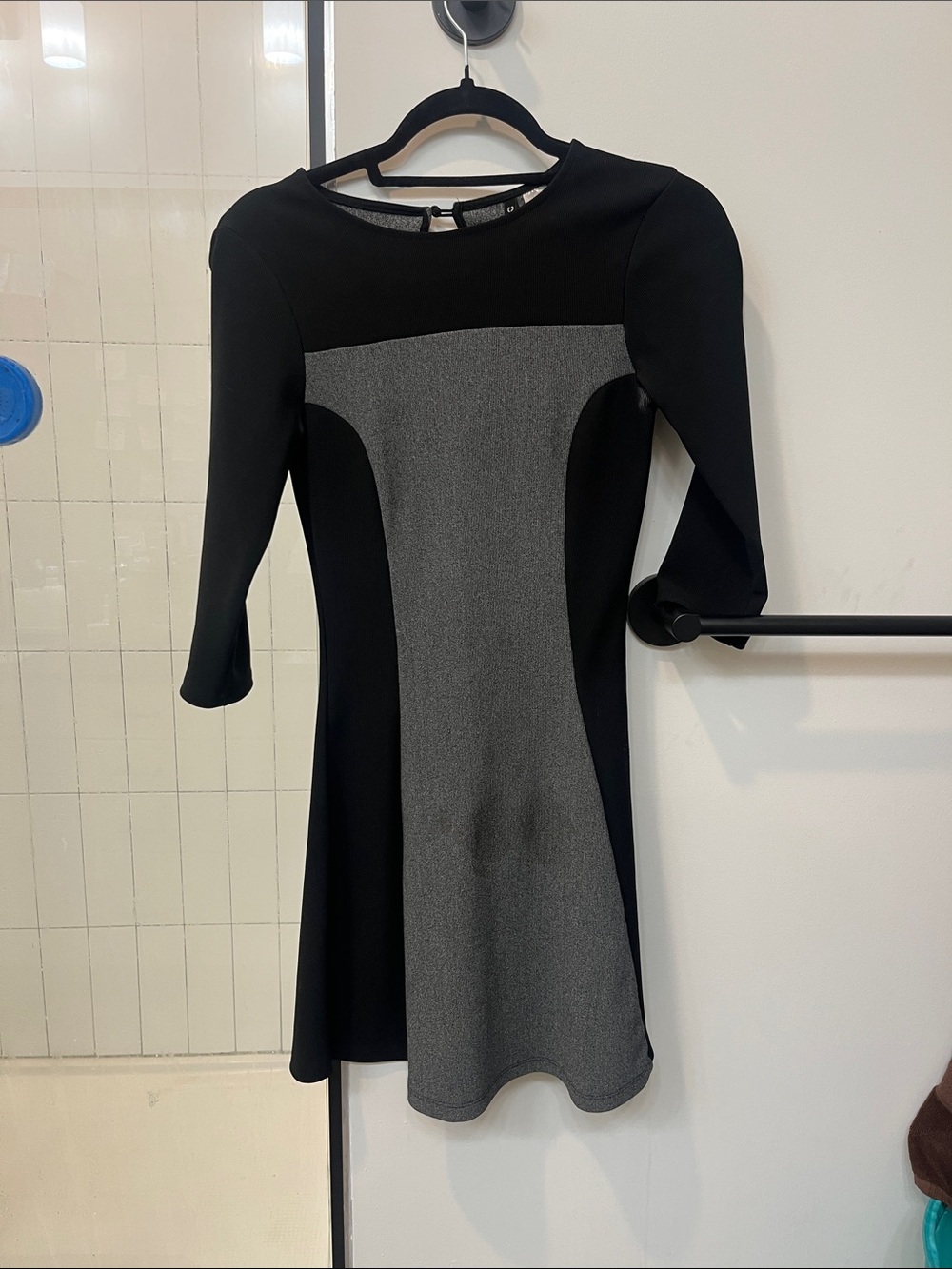 Divided Black Dress with Gray Panel